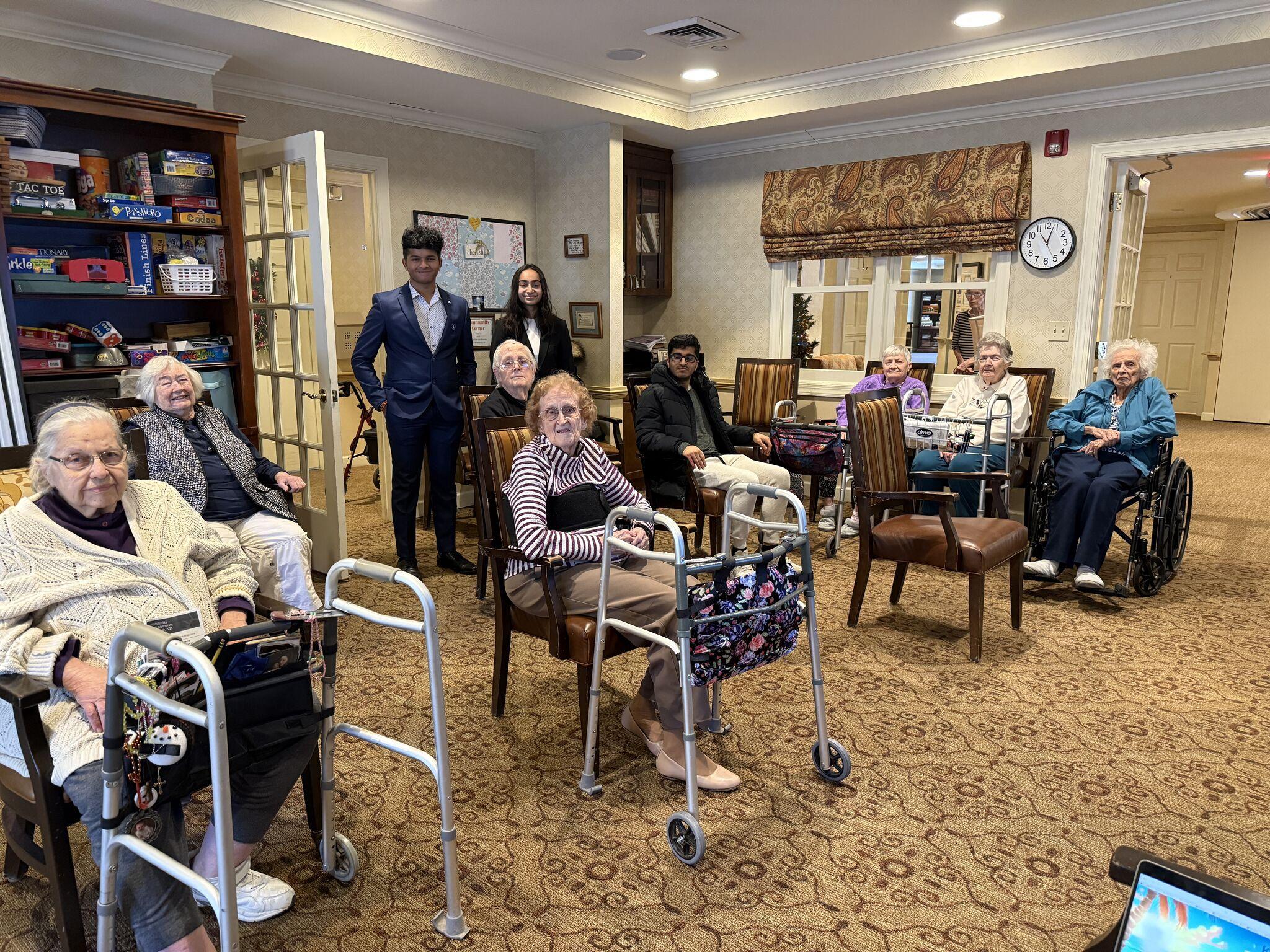 Cofounders visiting senior living home